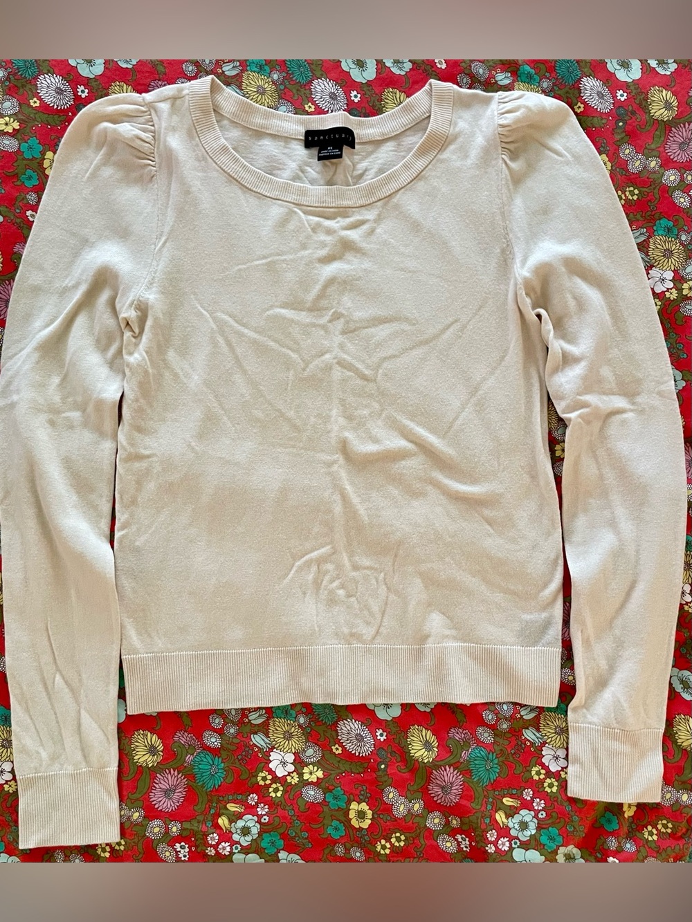 Sanctuary Cream Puff-Sleeve Crewneck Sweater